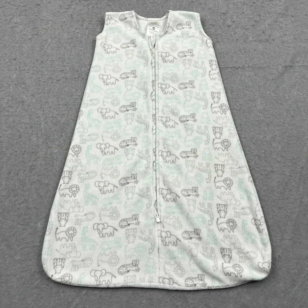 Halo Baby‎ Sleep Sack Size Medium 6-12M Months White Fleece Animals Zip Blanket